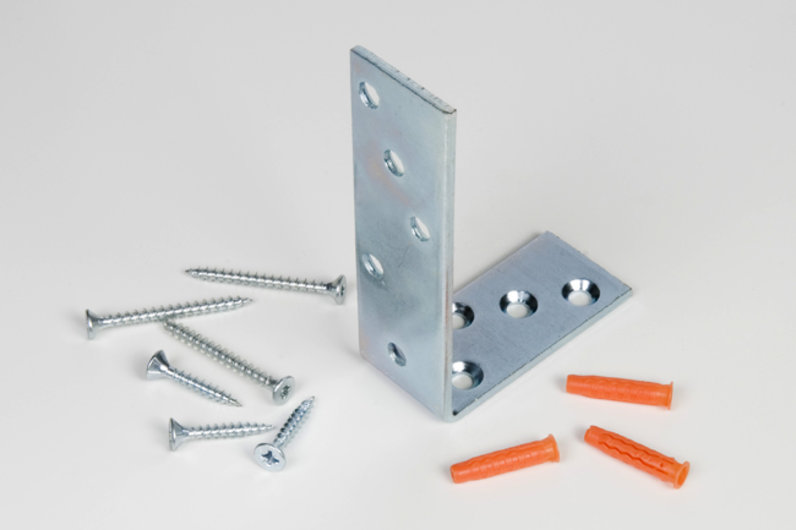 SET  Hoekijzer verzinkt, 120 / 80 x 35 x 4 mm